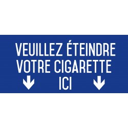 Autocollant vinyl - Veuillez éteindre votre cigarette ici bleu - L.200 x H.100 mm